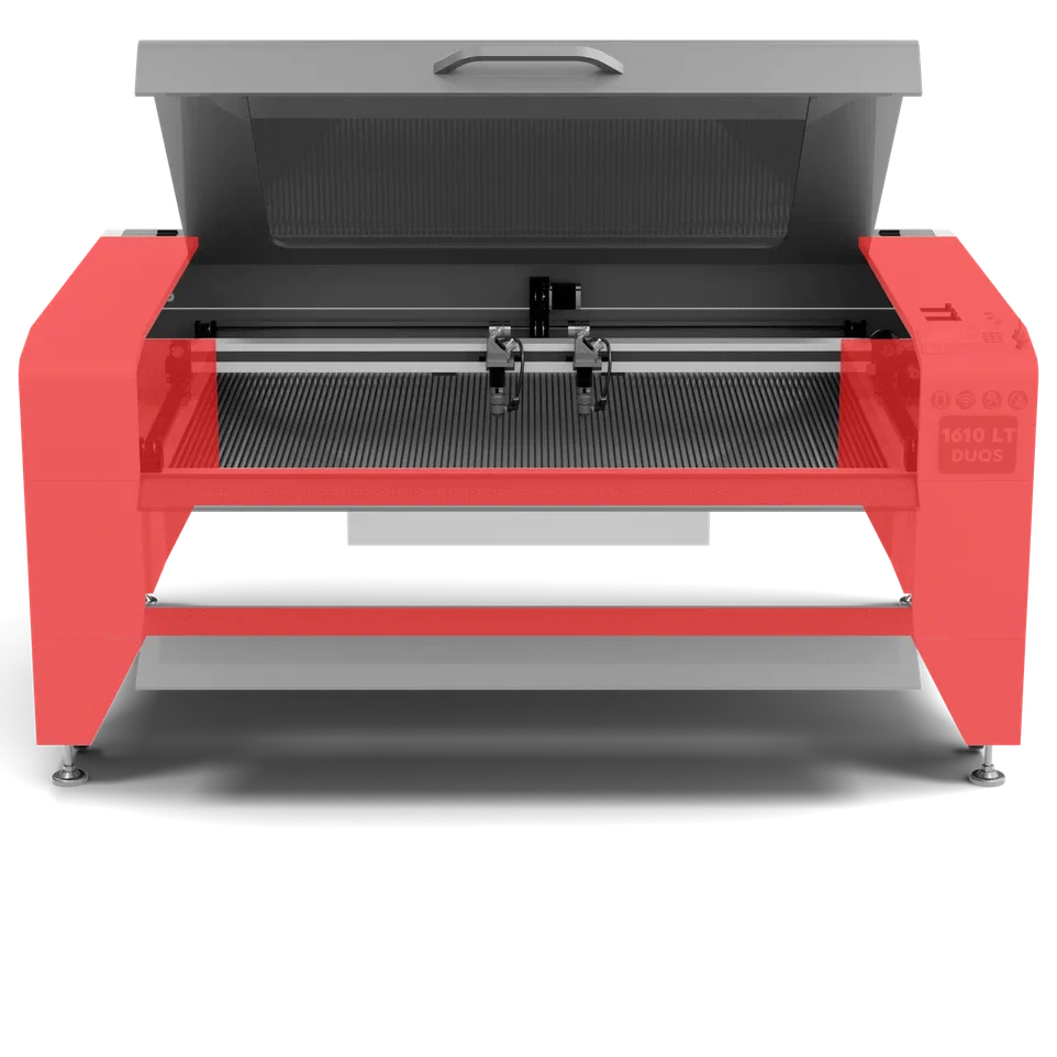 Laser CO2 machine DUOS LT series with work area 1600x1000 mm and increase thickness frame