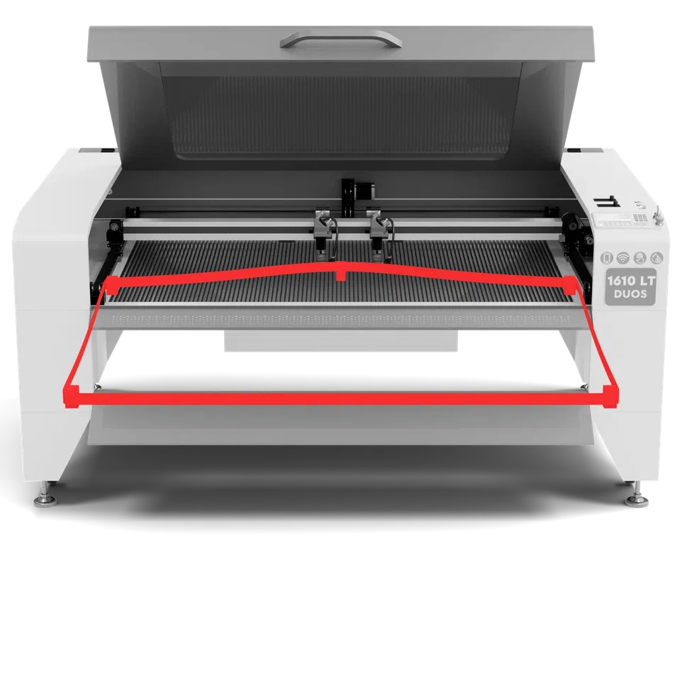 Laser CO2 machine DUOS LT series with work area 1600x1000 mm and lifting table