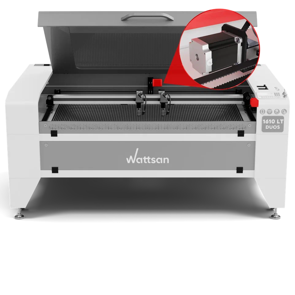 Laser CO2 machine DUOS LT series with work area 1600x1000 mm and three-phase stepper motor